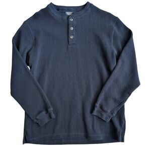 Navy Blue Thick Ribbed Henley Men Large Dexter Kill Alternative Shirt Casual